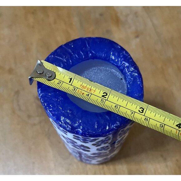 Stonia Creations Inc. 6" Blue&white Candle 70 Hour Burn Time - Picture 7 of 7